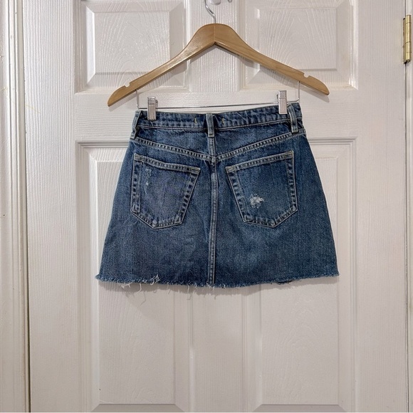 We The Free Button Fly Denim Jean Skirt Blue Distressed Size 26 - Picture 6 of 6